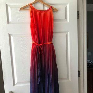 Sunset Gradient Pleated Maxi Dress